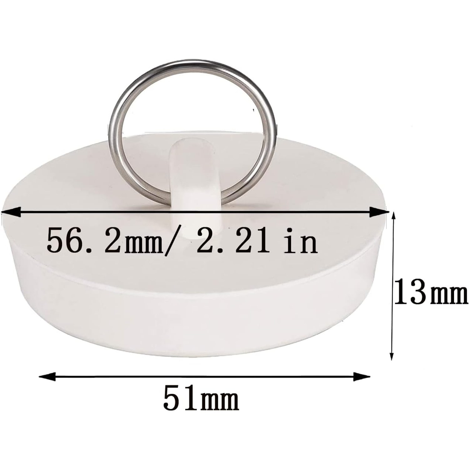 Rubber Sink Plug 53 to 55mm with Hanging Ring (2 Pack)