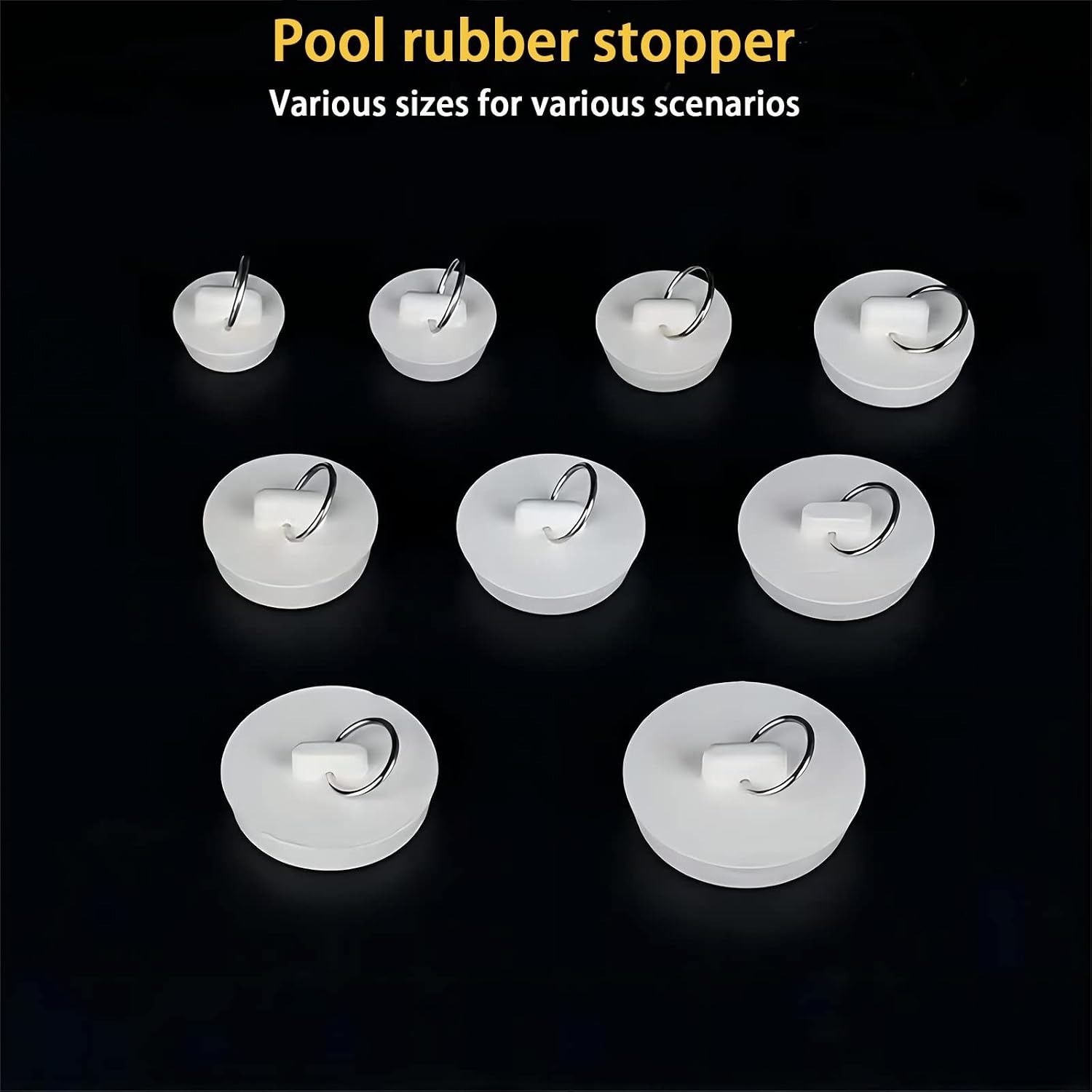Rubber Sink Plug 53 to 55mm with Hanging Ring (2 Pack)
