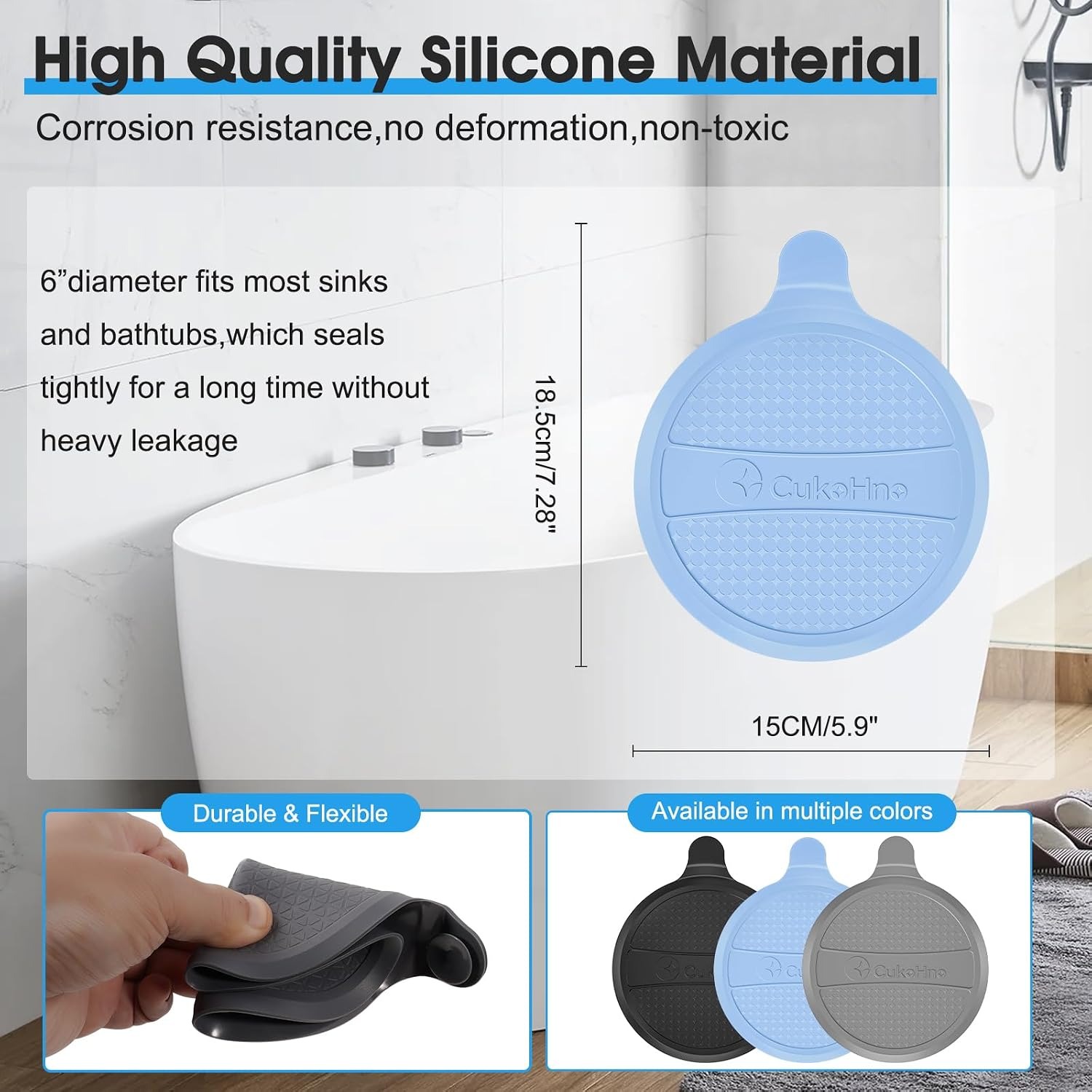Silicone Bathtub Drain Stopper